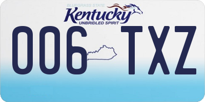 KY license plate 006TXZ