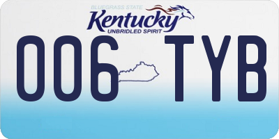 KY license plate 006TYB