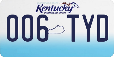 KY license plate 006TYD