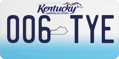 KY license plate 006TYE