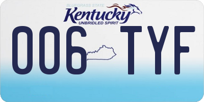 KY license plate 006TYF