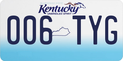 KY license plate 006TYG