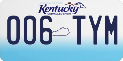 KY license plate 006TYM