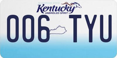 KY license plate 006TYU