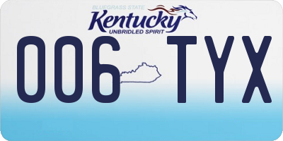 KY license plate 006TYX