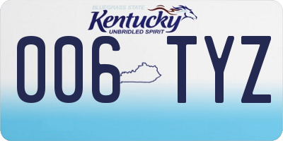 KY license plate 006TYZ