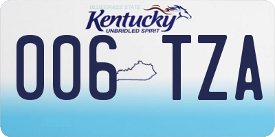 KY license plate 006TZA