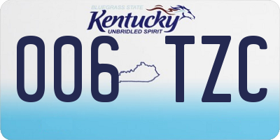 KY license plate 006TZC
