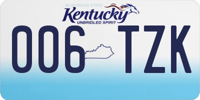 KY license plate 006TZK