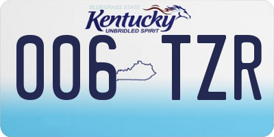 KY license plate 006TZR