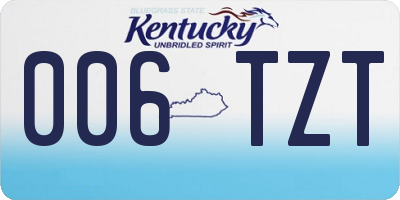 KY license plate 006TZT