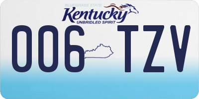KY license plate 006TZV