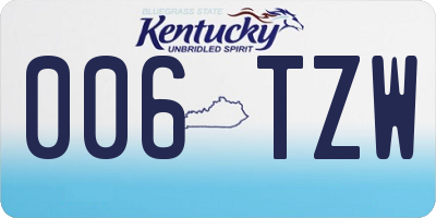 KY license plate 006TZW