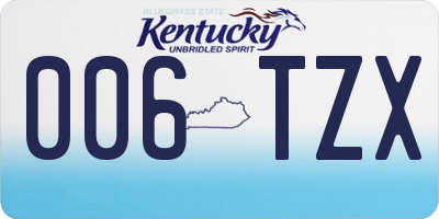 KY license plate 006TZX