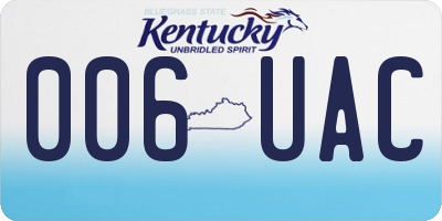 KY license plate 006UAC