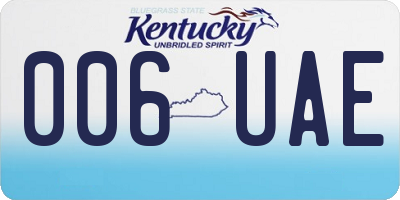 KY license plate 006UAE
