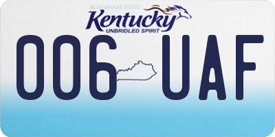 KY license plate 006UAF