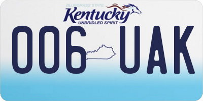 KY license plate 006UAK