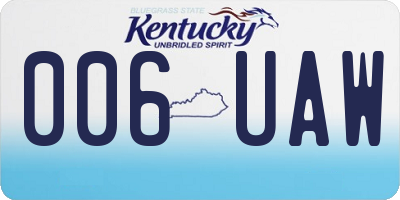 KY license plate 006UAW