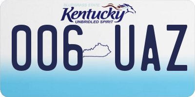 KY license plate 006UAZ