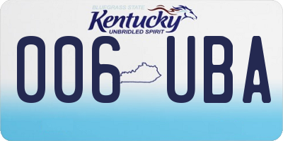 KY license plate 006UBA