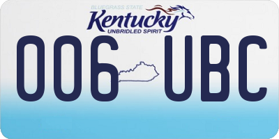 KY license plate 006UBC
