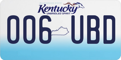 KY license plate 006UBD
