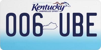 KY license plate 006UBE