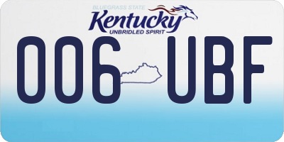 KY license plate 006UBF
