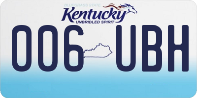 KY license plate 006UBH