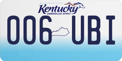 KY license plate 006UBI