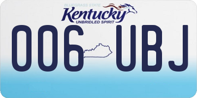 KY license plate 006UBJ