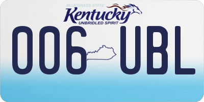 KY license plate 006UBL