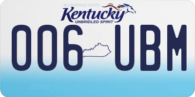 KY license plate 006UBM