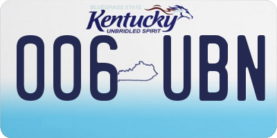 KY license plate 006UBN