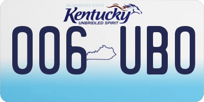KY license plate 006UBO