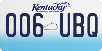 KY license plate 006UBQ