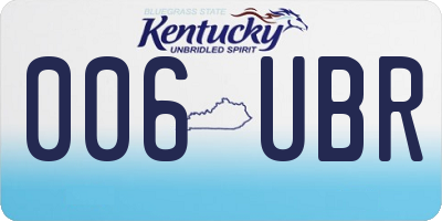 KY license plate 006UBR