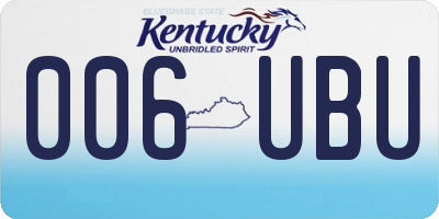 KY license plate 006UBU