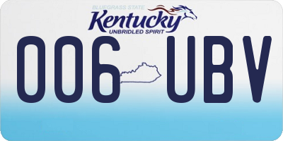 KY license plate 006UBV