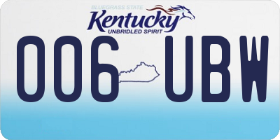 KY license plate 006UBW