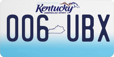 KY license plate 006UBX