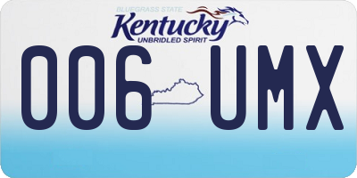 KY license plate 006UMX
