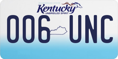 KY license plate 006UNC