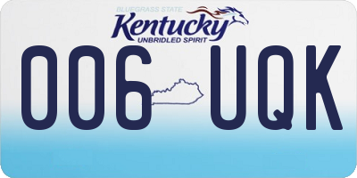 KY license plate 006UQK
