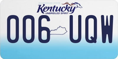 KY license plate 006UQW