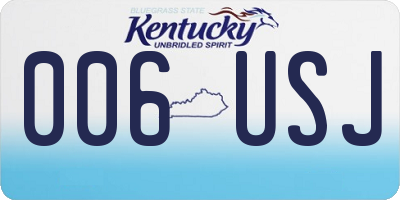 KY license plate 006USJ
