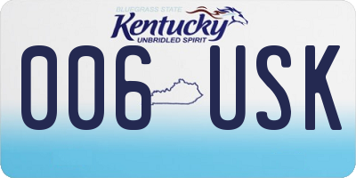 KY license plate 006USK