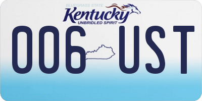 KY license plate 006UST