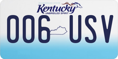 KY license plate 006USV